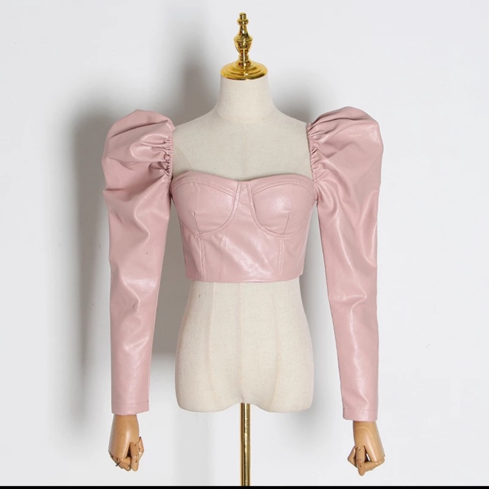 Leather pink top
